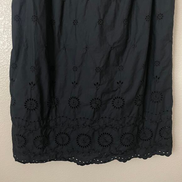 Gap x Doen Dress Womens Medium Black Eyelet Mini Ruffle Pleated Boho Cottagecore - Picture 5 of 10